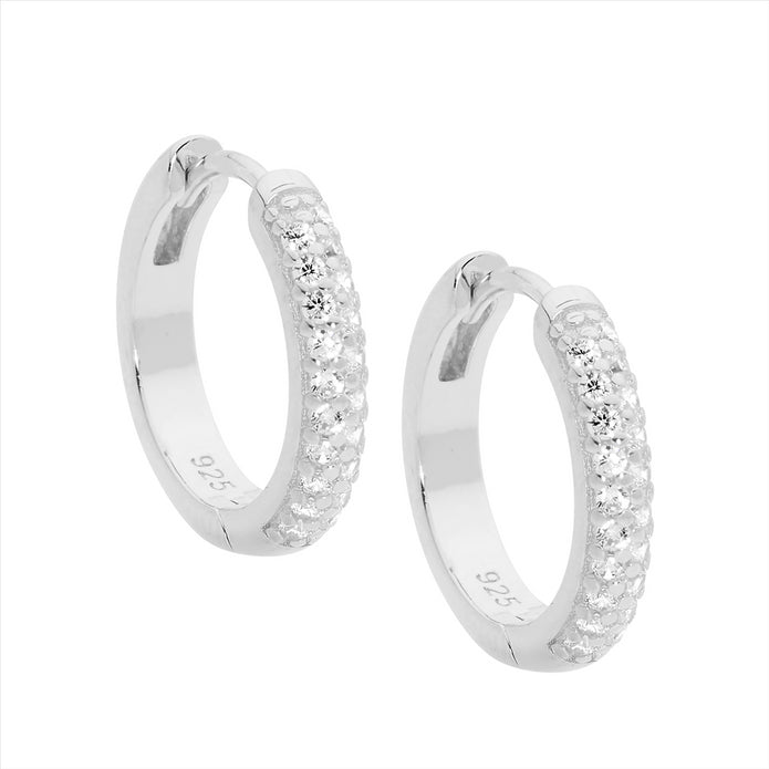 Sterling Silver CZ 16mm Hoop Earrings