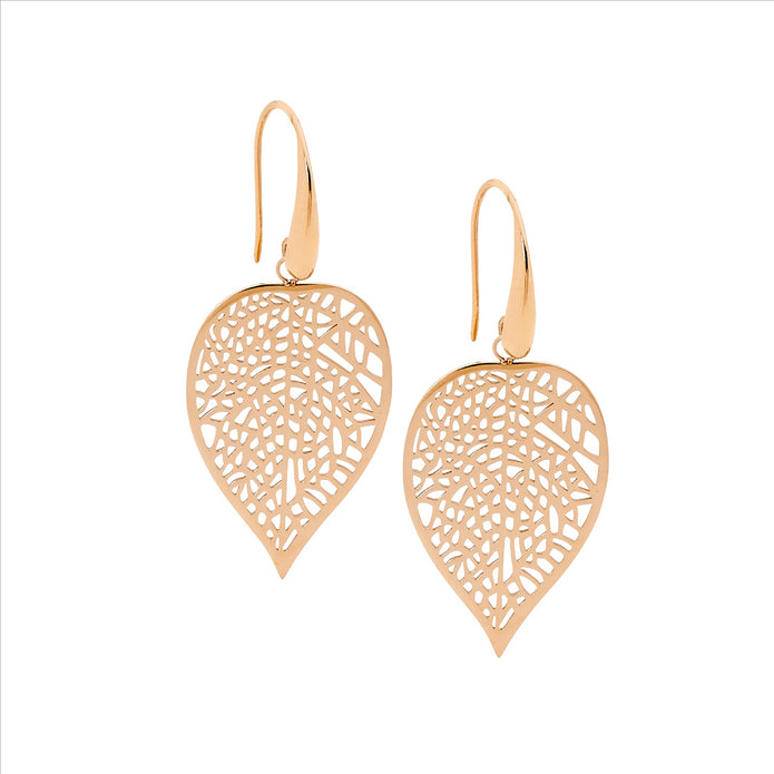 Stainless Steel RGP Leaf Drop Earrings