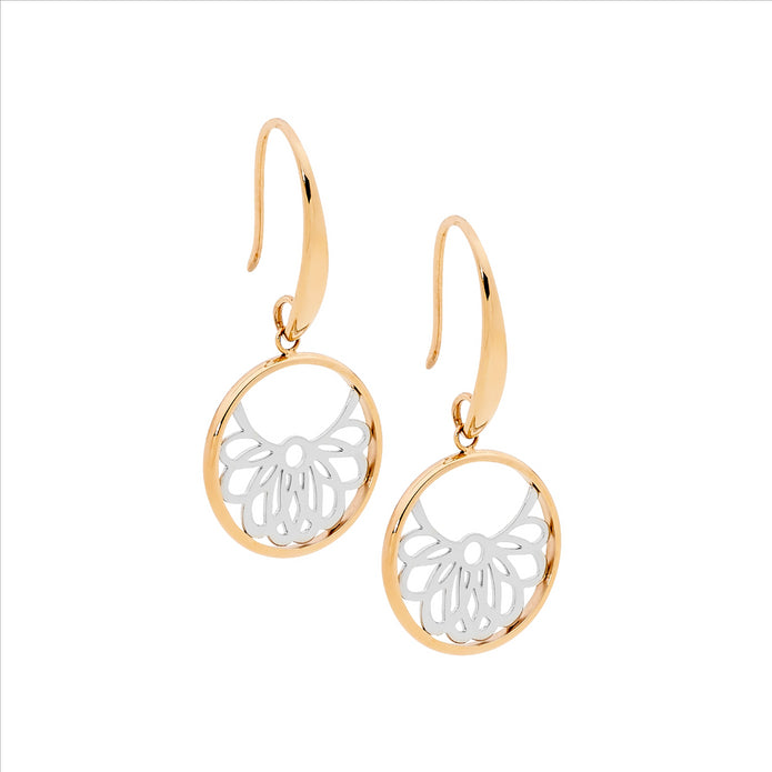 Stainless Steel Circle Filigree RGP Drop Earrings