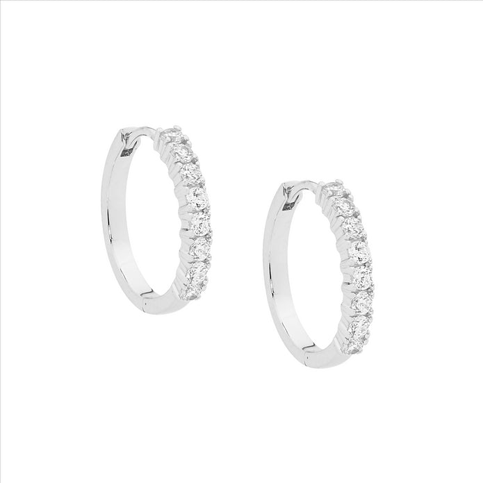 Sterling Silver CZ 20mm Hoop Earrings