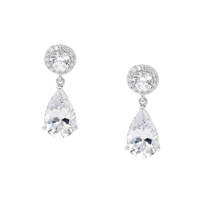 Sterling Silver CZ Drop Earrings