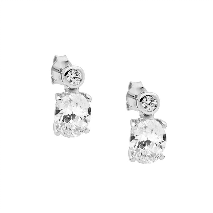 Sterling Silver CZ Drop Earrings