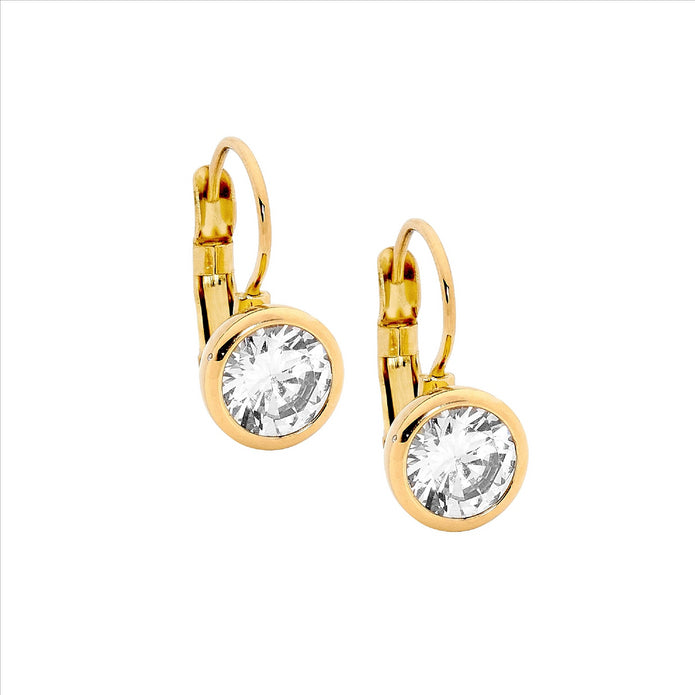 Stainless Steel CZ GP Drop Earrings