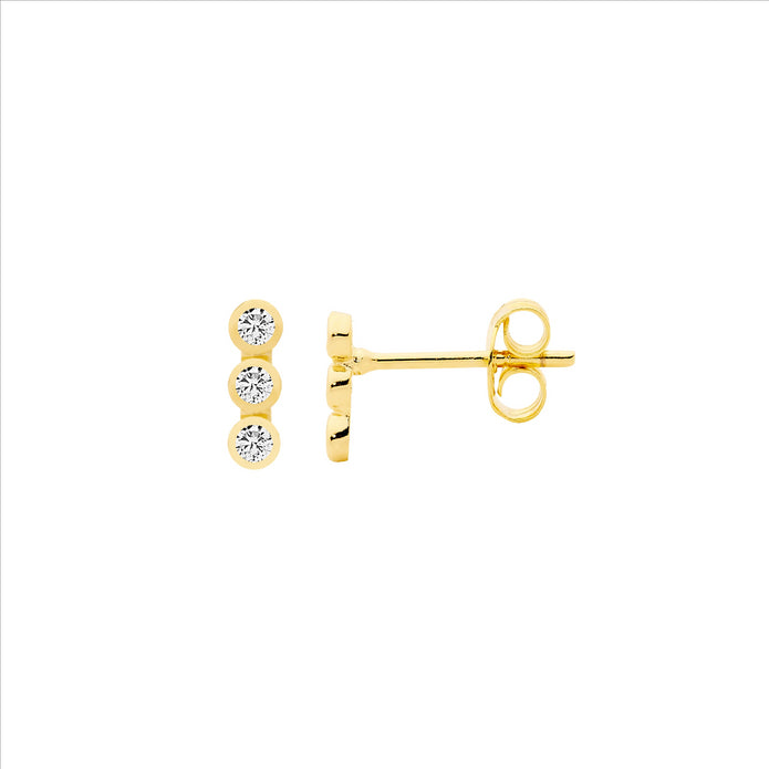 Sterling Silver CZ GP Stud Earrings