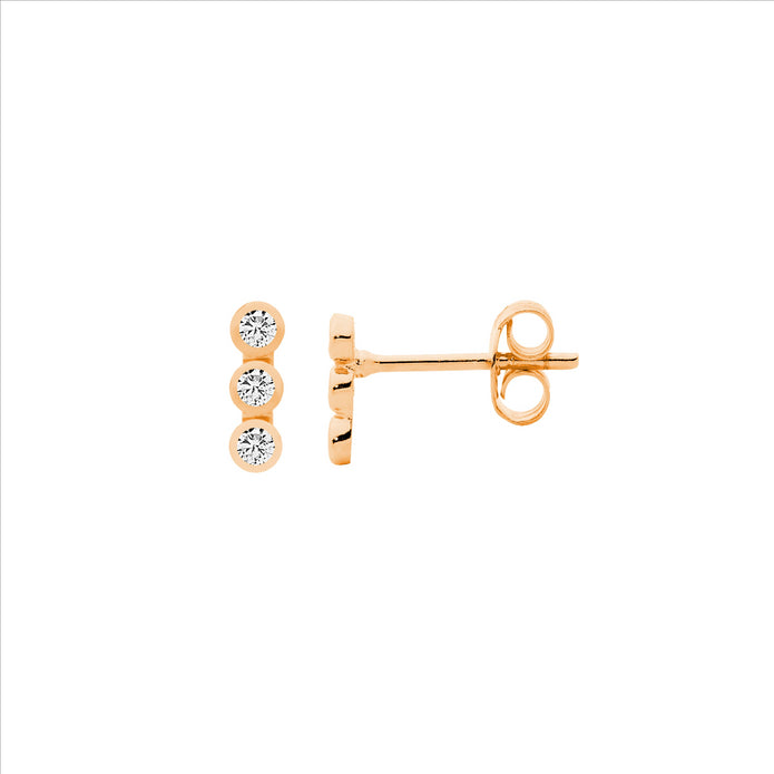 Sterling Silver CZ RGP Stud Earrings