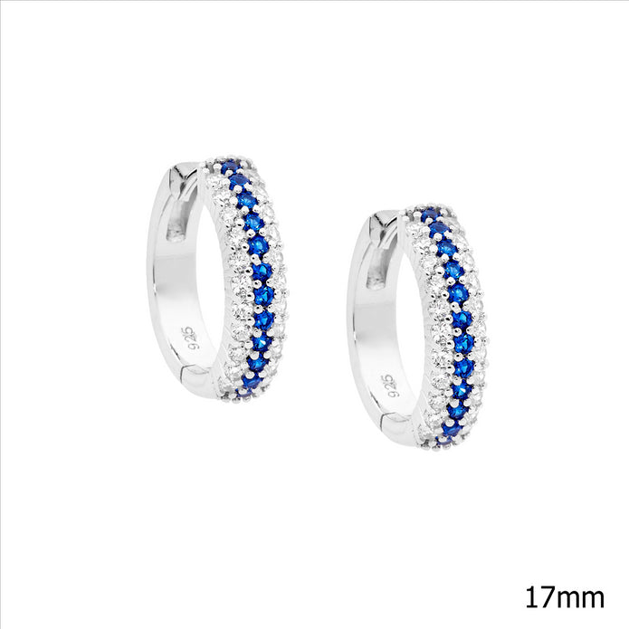 Sterling Silver 17mm CZ Hoop Earrings