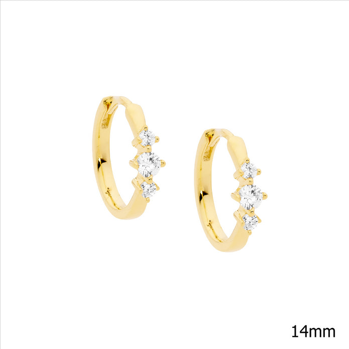 Sterling Silver 14mm CZ Hoop Earrings