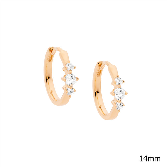 Sterling Silver 14mm CZ Hoop Earrings