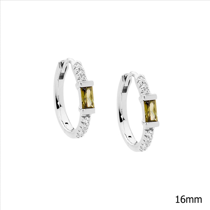 Sterling Silver 16mm CZ Hoop Earrings