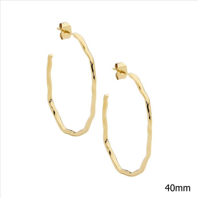 Stainless Steel YGP 40mm Wave Hoop Earrings