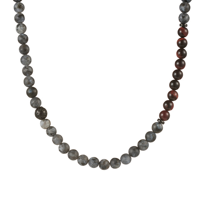 6mm Labradorite, Red Tiger Eye and Stainless Steel Beaded Stretch Neck Chain
