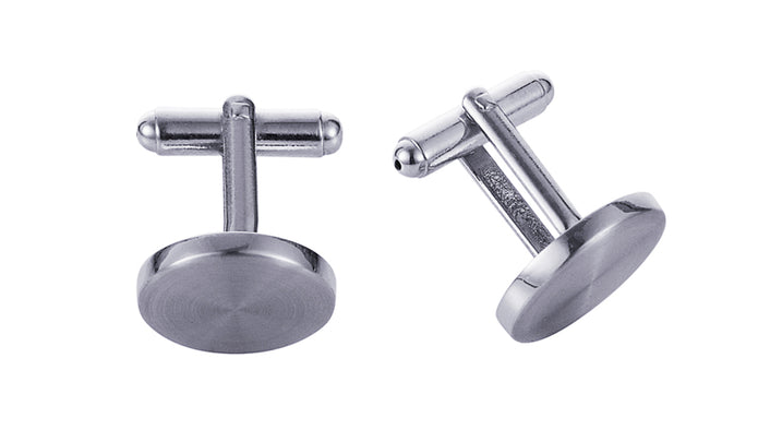 Stainless Steel Brushed Round Cufflinks