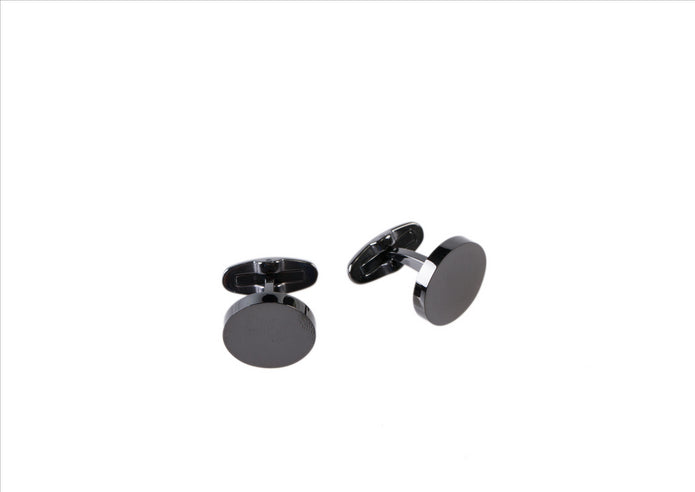 Stainless Steel Black Round Cuffllinks