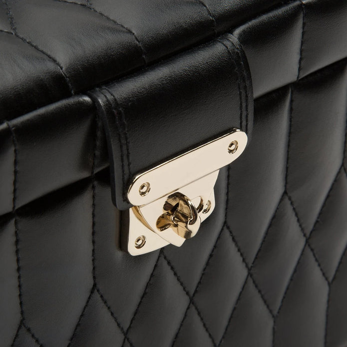 WOLF Caroline Medium Jewellery Case Black Leather.