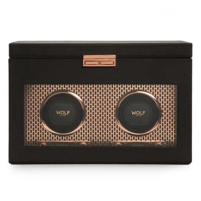WOLF Axis Collection Copper Double Watch Winder with Storage