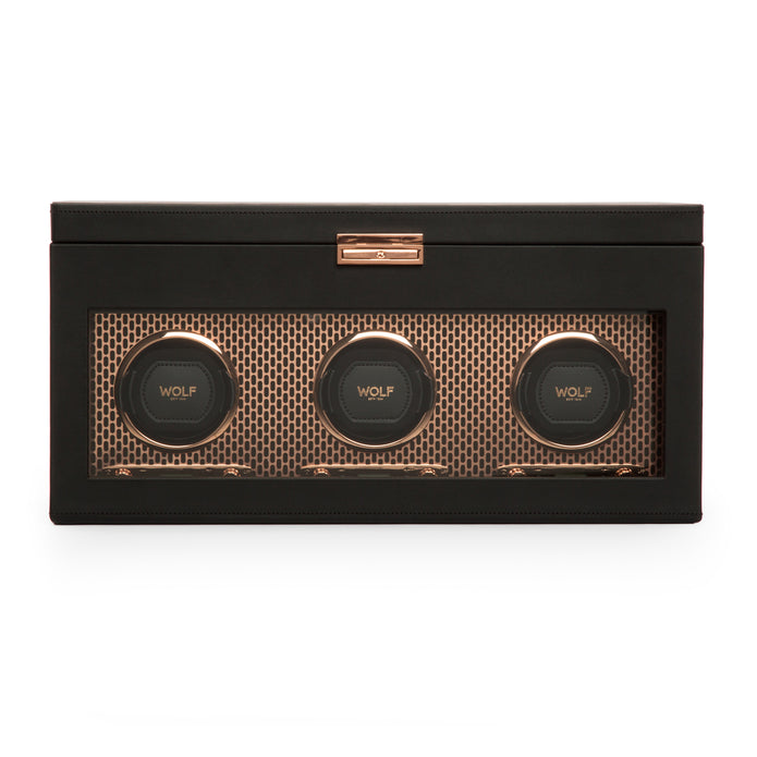 WOLF AXIS Copper Triple Watch Winder with Storage