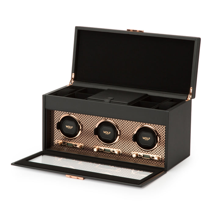 WOLF AXIS Copper Triple Watch Winder with Storage