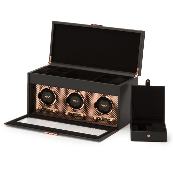 WOLF AXIS Copper Triple Watch Winder with Storage