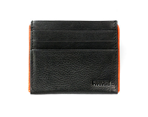 Black Leather and Orange Card Wallet